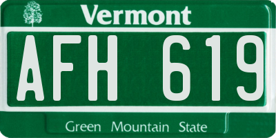 VT license plate AFH619