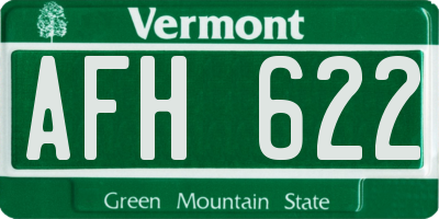 VT license plate AFH622