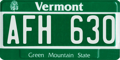VT license plate AFH630