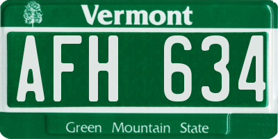 VT license plate AFH634