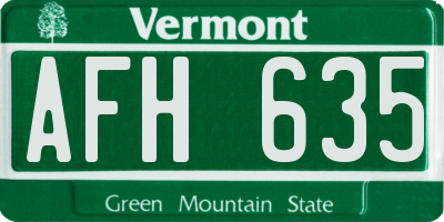 VT license plate AFH635