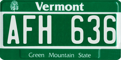 VT license plate AFH636
