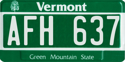 VT license plate AFH637