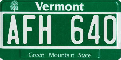 VT license plate AFH640