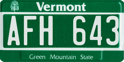 VT license plate AFH643