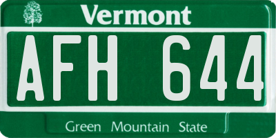 VT license plate AFH644