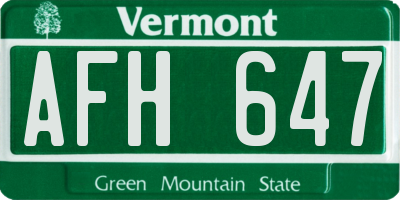 VT license plate AFH647