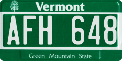 VT license plate AFH648