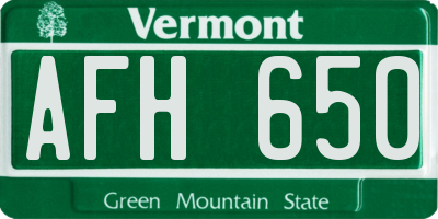 VT license plate AFH650