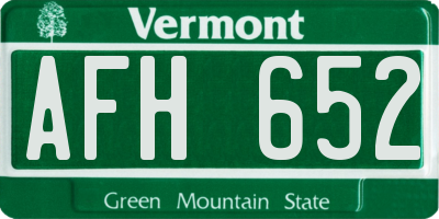 VT license plate AFH652