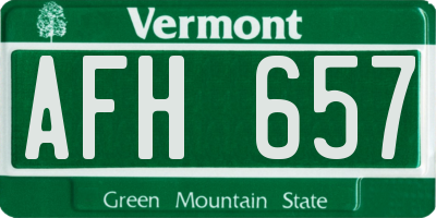 VT license plate AFH657
