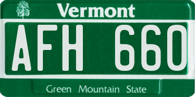 VT license plate AFH660