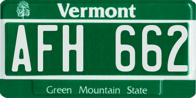 VT license plate AFH662