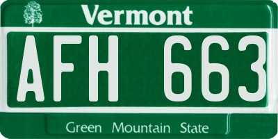 VT license plate AFH663