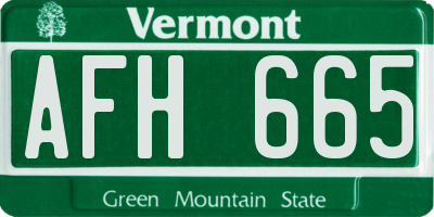 VT license plate AFH665