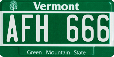 VT license plate AFH666