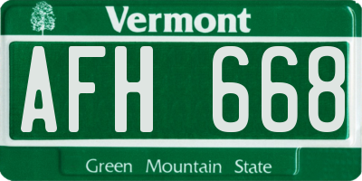 VT license plate AFH668
