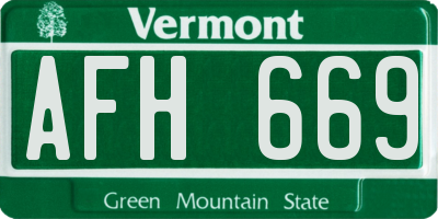 VT license plate AFH669