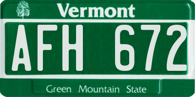 VT license plate AFH672