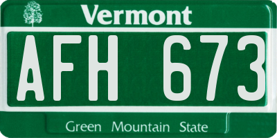 VT license plate AFH673