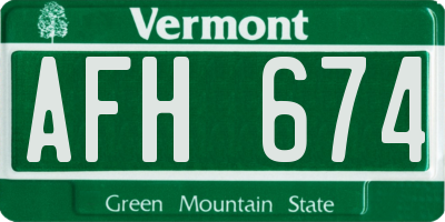 VT license plate AFH674