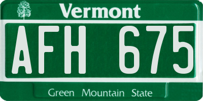 VT license plate AFH675