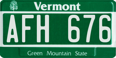 VT license plate AFH676