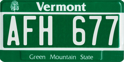 VT license plate AFH677
