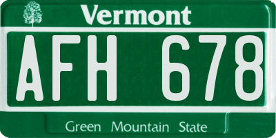 VT license plate AFH678