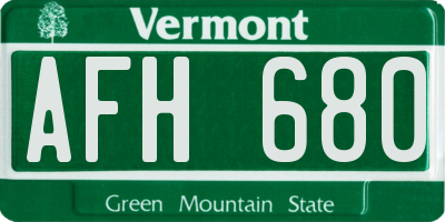 VT license plate AFH680