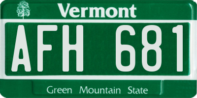 VT license plate AFH681