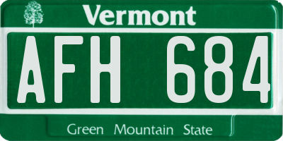 VT license plate AFH684