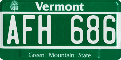 VT license plate AFH686