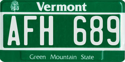 VT license plate AFH689