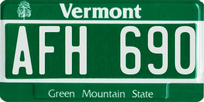 VT license plate AFH690