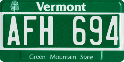 VT license plate AFH694