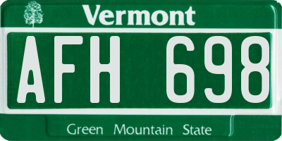 VT license plate AFH698