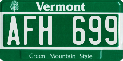VT license plate AFH699