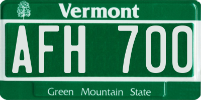 VT license plate AFH700