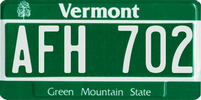 VT license plate AFH702