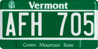 VT license plate AFH705