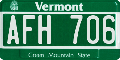 VT license plate AFH706
