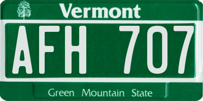 VT license plate AFH707