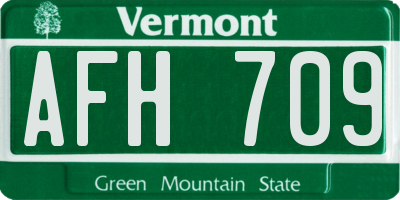 VT license plate AFH709