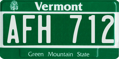 VT license plate AFH712