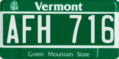 VT license plate AFH716