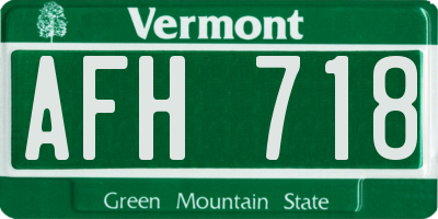 VT license plate AFH718