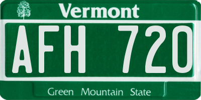 VT license plate AFH720
