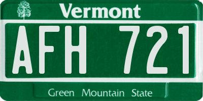 VT license plate AFH721