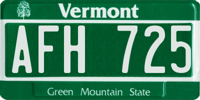 VT license plate AFH725